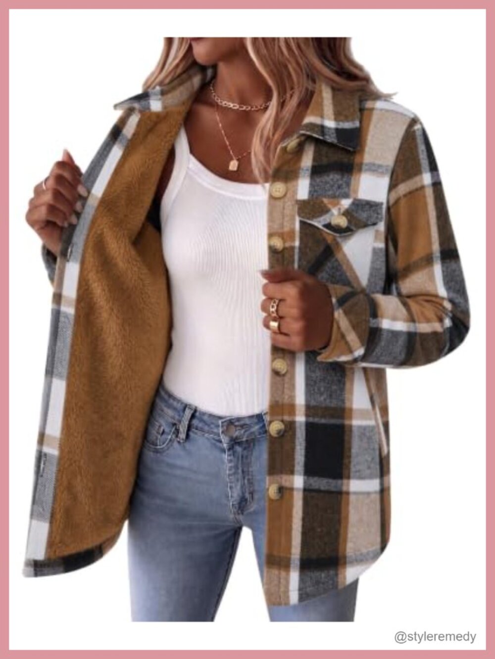 Sherpa Fleece Lined Plaid Flannel Jacket Long Sleeve Winter Coat